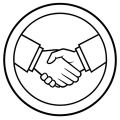 handshake icon line art vector illustration