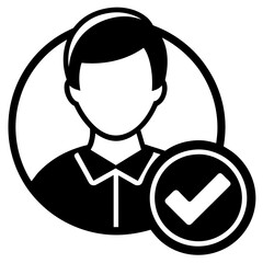 Business Man Silhouette Logo Verified Vector Illustration