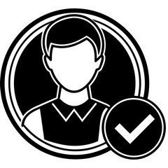 Business Man Silhouette Logo Verified Vector Illustration