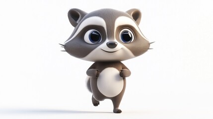 Fototapeta premium A cute, animated raccoon character running playfully.