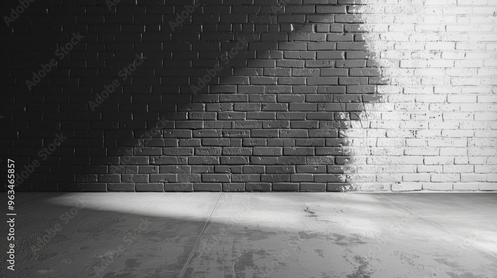 Canvas Prints Black section of white brick wall in vacant room with concrete floor