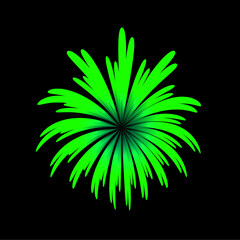 Brightly Colorful Fireworks isolated black background. New Year celebration fireworks.