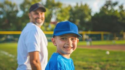 Naklejka premium The Happy Little Baseball Player