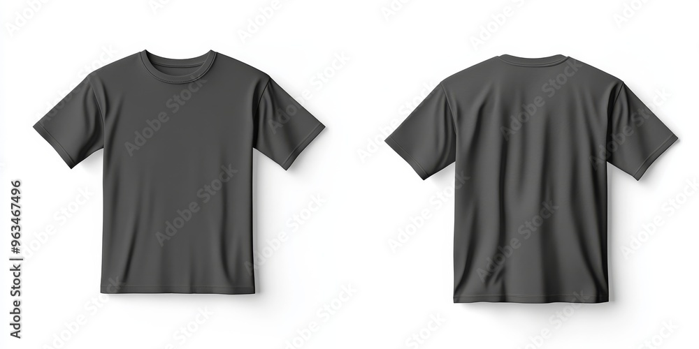 Poster this is a basic wrinkled black tshirt mockup that effectively showcases both the front and back view