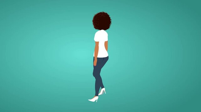 African Girl character walk cycle and presentation with lip sync and body language