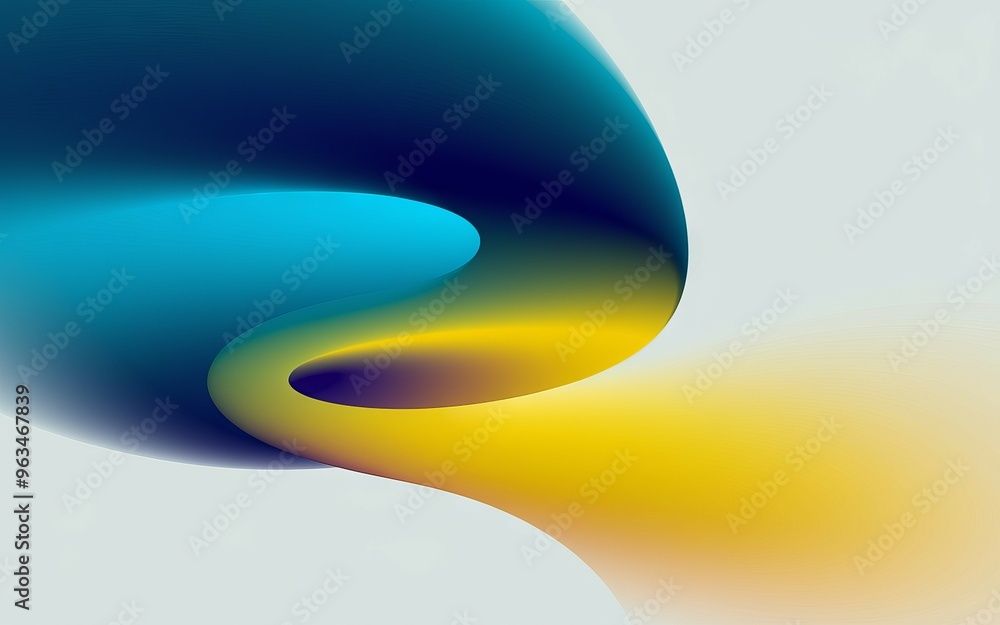 Poster abstract curve design. flowing blue and yellow abstract shapes create a modern, artistic design. per