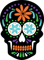 Flat isolated sugar skull. Mexian skull illustration vector.