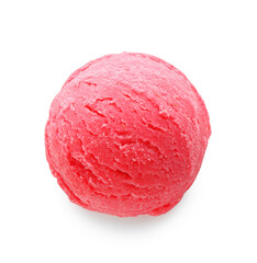 Obraz premium Scoop of tasty watermelon sorbet isolated on white, top view