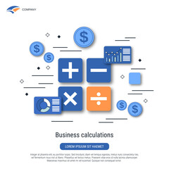Financial calculation flat style vector concept illustration