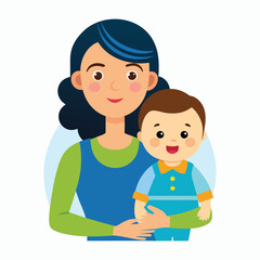 Vector Mother sitting with her child
