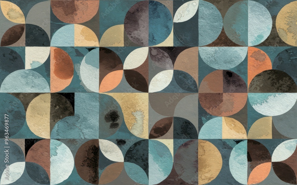 Poster geometric watercolor pattern. abstract geometric background with watercolor texture. perfect for mod