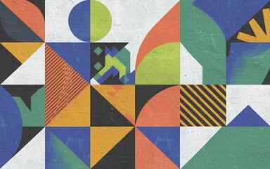 Fototapeta premium Colorful geometric shapes. Abstract geometric pattern with vibrant colors and shapes. Perfect for modern design projects.