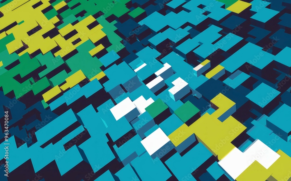 Aufkleber abstract block pattern. a vibrant geometric pattern featuring various colored blocks, creating a dyn