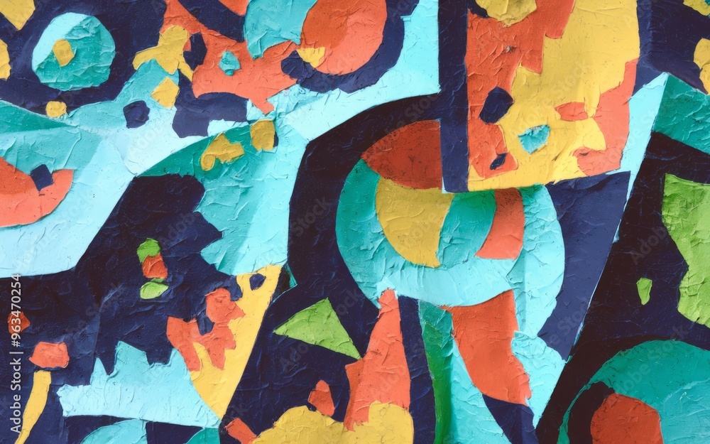 Aufkleber Abstract colorful art. Abstract art with vibrant colors and geometric shapes, creating a dynamic and energetic composition.
