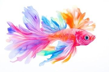 Obraz premium Exotic marine life, underwater element, watercolor art, vibrant colors, isolated on white background