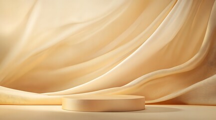 A minimalist podium on an elegant golden background