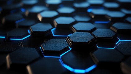 Obraz premium Abstract Hexagon Pattern with Blue Glowing Lines