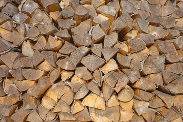 Chopped firewood, natural background or texture.