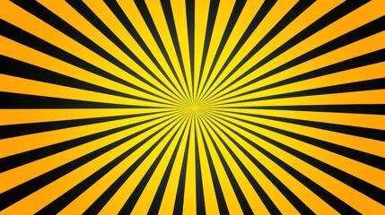 Fototapeta premium Pop art background. Yellow and black lines that shine at the central point, creating a tunnel-like perspective. Motion and depth design.