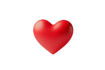 Red 3D Heart Icon | Isolated on Transparent & White Background | PNG File with Transparency