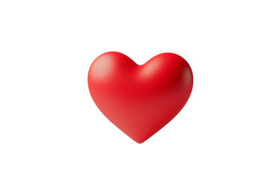 Red 3D Heart Icon | Isolated on Transparent & White Background | PNG File with Transparency