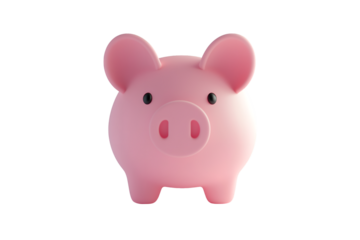 3D Piggy Bank Icon | Isolated on Transparent & White Background | PNG File with Transparency