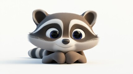 Obraz premium A cute, cartoonish raccoon character with big eyes and a playful expression.