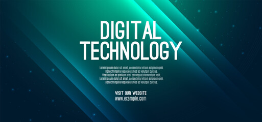 Obraz premium Digital technology speed connect blue green background, cyber nano information, abstract communication, innovation future tech data, internet network connection, Ai big data, line dot illustration 3d