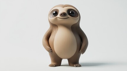 Obraz premium A cute, cartoonish sloth character with big eyes and a friendly expression.