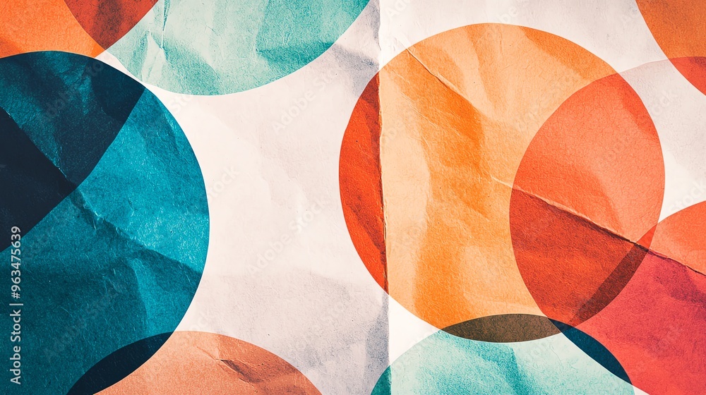Poster a vibrant abstract pattern featuring colorful circles on a textured background, ideal for modern des
