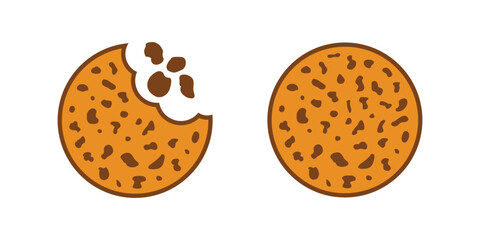 Cookies icons set in flat style. Tasty biscuits vector illustration on isolated background. Chocolate bakery sign business concept.