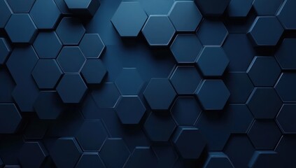 Abstract Hexagon Pattern in Deep Blue
