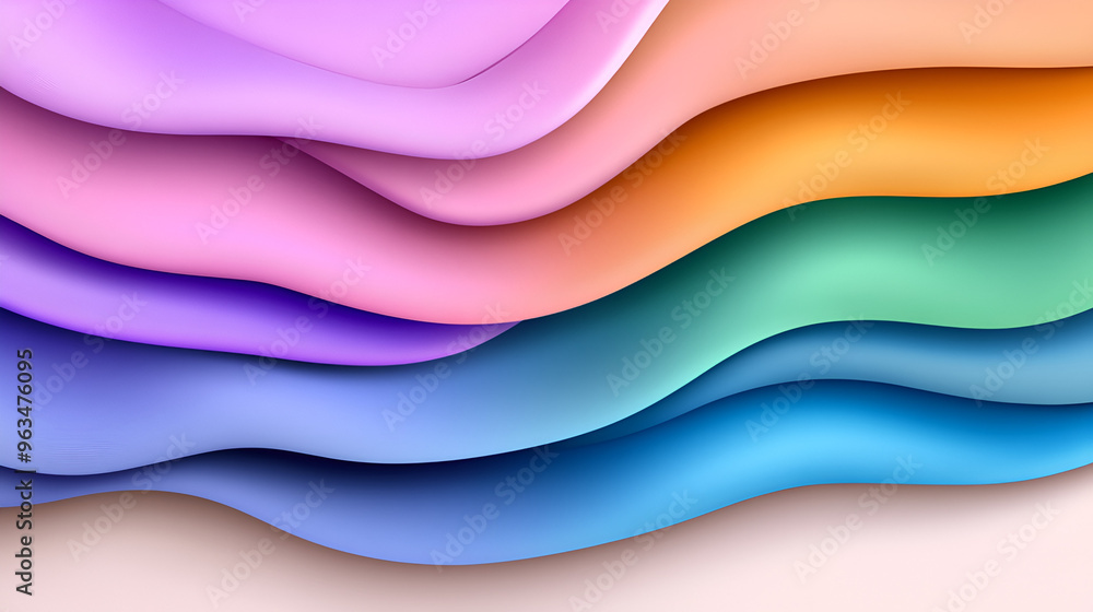 Poster colorful abstract layers of smooth curves create a vibrant, artistic background for design projects 
