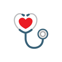 Medical stethoscope icon in flat style. Doctor instrument vector illustration on isolated background. Medicine and healthcare sign business concept.