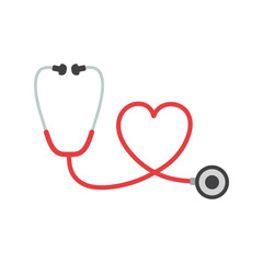 Medical stethoscope icon in flat style. Doctor instrument vector illustration on isolated background. Medicine and healthcare sign business concept.