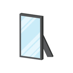 Floor mirror stand icon in flat style. Mirror glass vector illustration on isolated background. Fashion sign business concept.