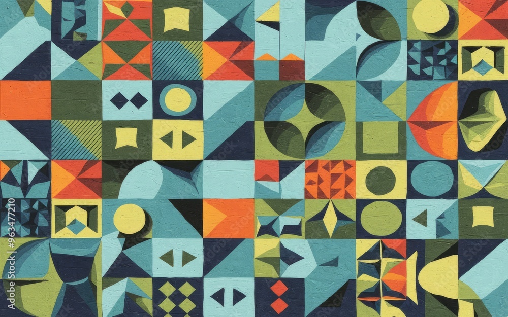 Poster geometric pattern design. colorful geometric shapes pattern design with a modern and abstract style.