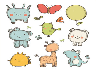 Fototapeta premium set of funny animals