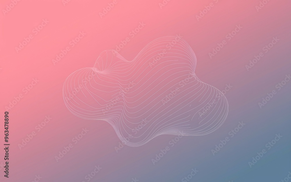 Poster Abstract pink cloud. Abstract cloud shape on gradient pink background. Graphic design element, perfect for digital projects.