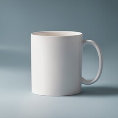 Obraz premium 3D Render of a white mug on a blue background.