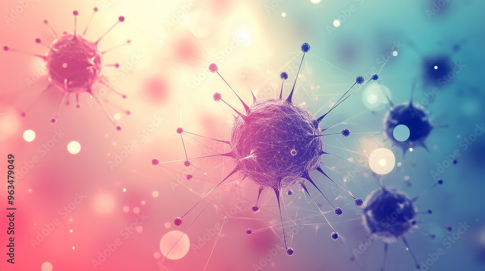 Poster a graphic depiction of the monkeypox virus, showcasing its structure and potential for spread. the i