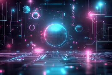 Obraz premium Space exploration scene, sci-fi element, digital painting, dark and neon colors, isolated on white background