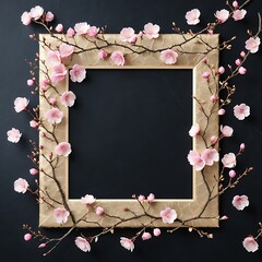 3D Render of a square frame with flowers on it.