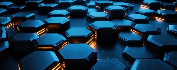 Obraz premium Abstract Blue and Orange Hexagon Pattern