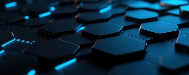 Obraz premium Abstract Blue Light on Hexagon Pattern