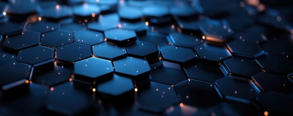 Obraz premium Abstract Hexagon Pattern with Glowing Lights