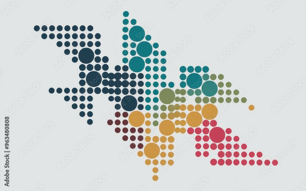 Aufkleber colorful dot pattern. abstract design featuring a colorful dot pattern forming a flower-like shape.