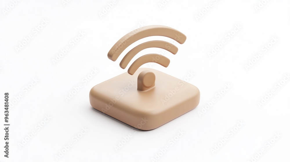 Poster a minimalist wireless signal icon on a soft surface.