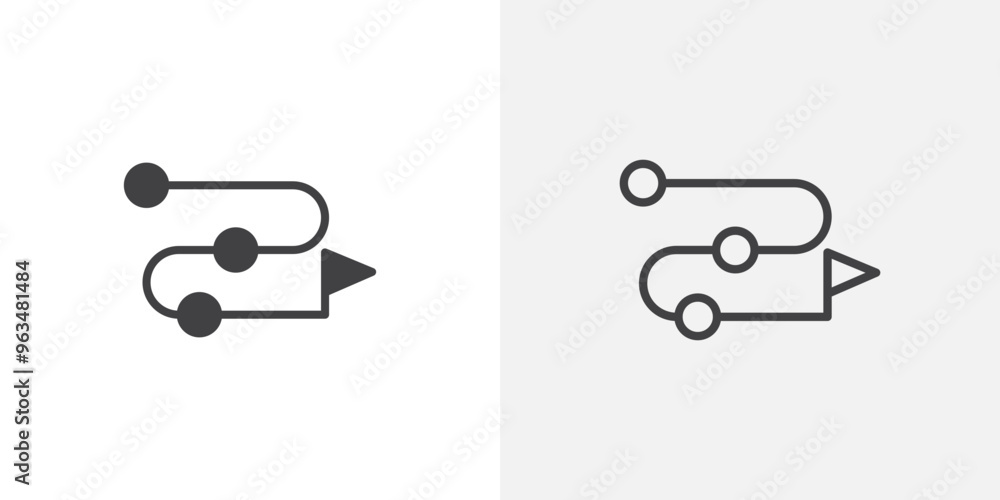 Poster roadmap icon in black filled and outlined style