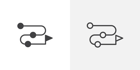 Roadmap icon in black filled and outlined style
